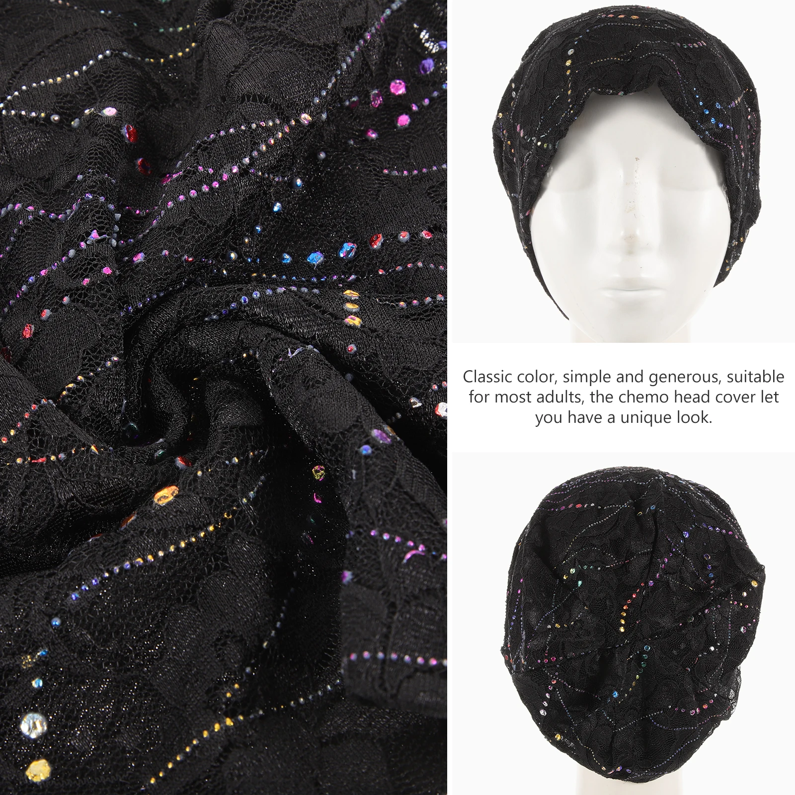 

Chemotherapy Headwear Women Turban Cap Cotton Satin Bonnet Black Color Spring Summer Air Conditioned Rooms Postpartum Period