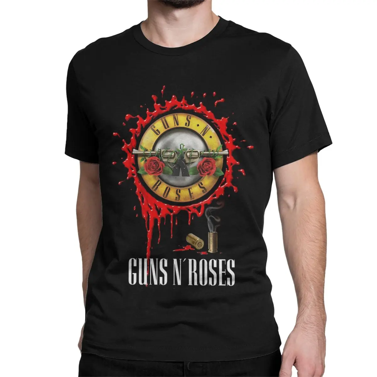 Guns N Roses Bullet Logo T-Shirt for Men Women 80s Rock Vintage Cotton Tee Shirt Crew Neck Short Sleeve T Shirt Gift Idea Tops