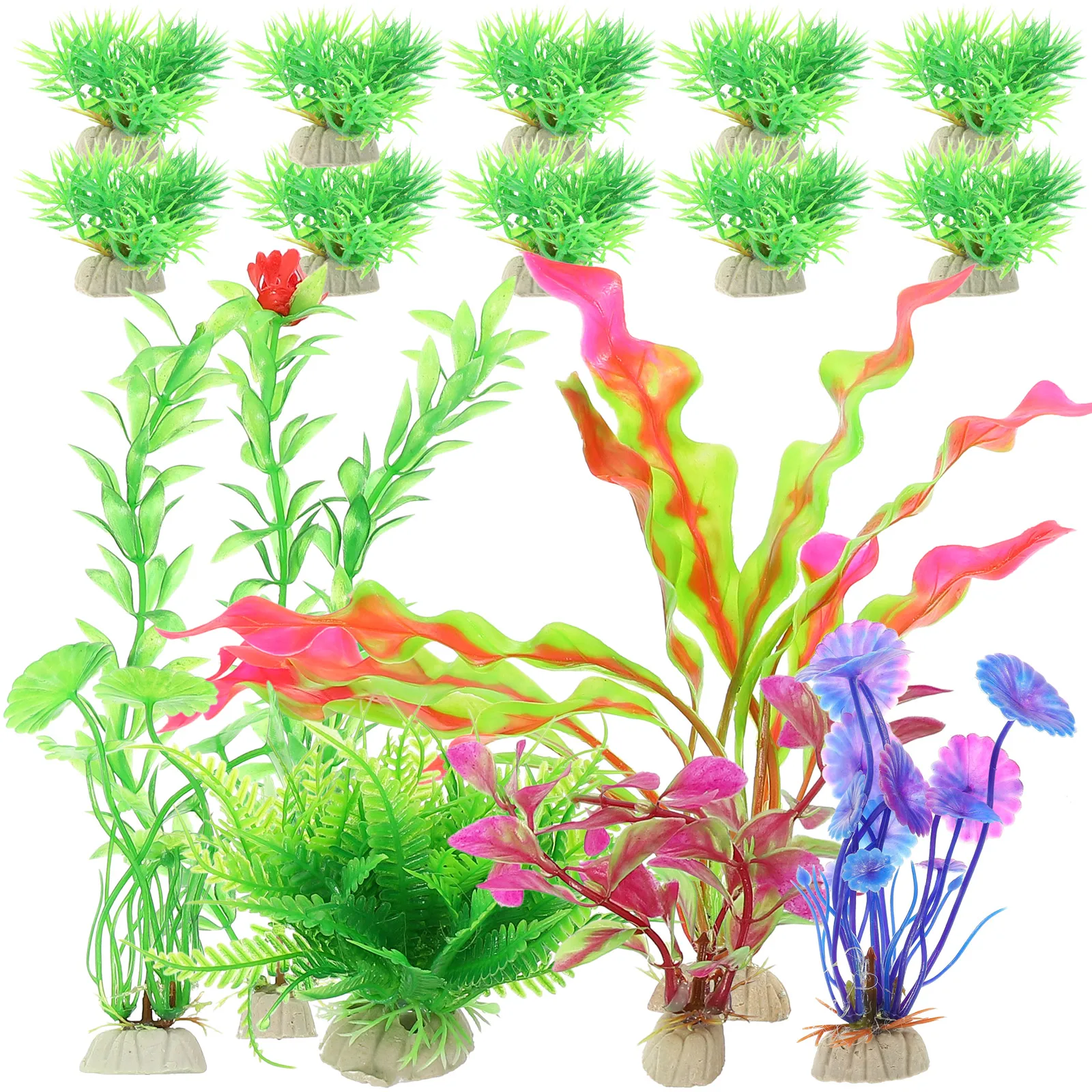 

16pcs Fish Tank Decorations Realistic Plants Safe Plastic Long Lasting Aquarium L scaping Home Office Pets Supplies