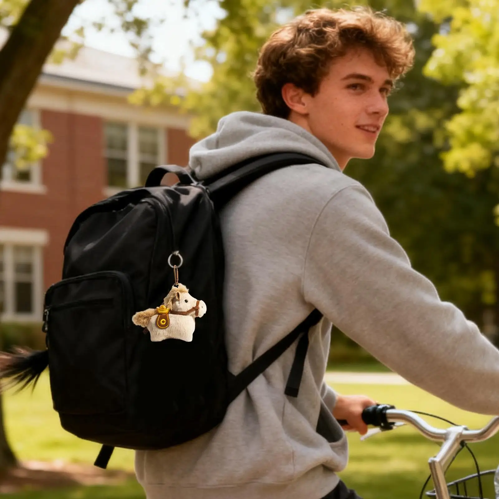 Cavalo de pelúcia carro pendurado ornamento espelho retrovisor decoração ano do cavalo saco acessórios viagem segurança charme presentes de ano novo