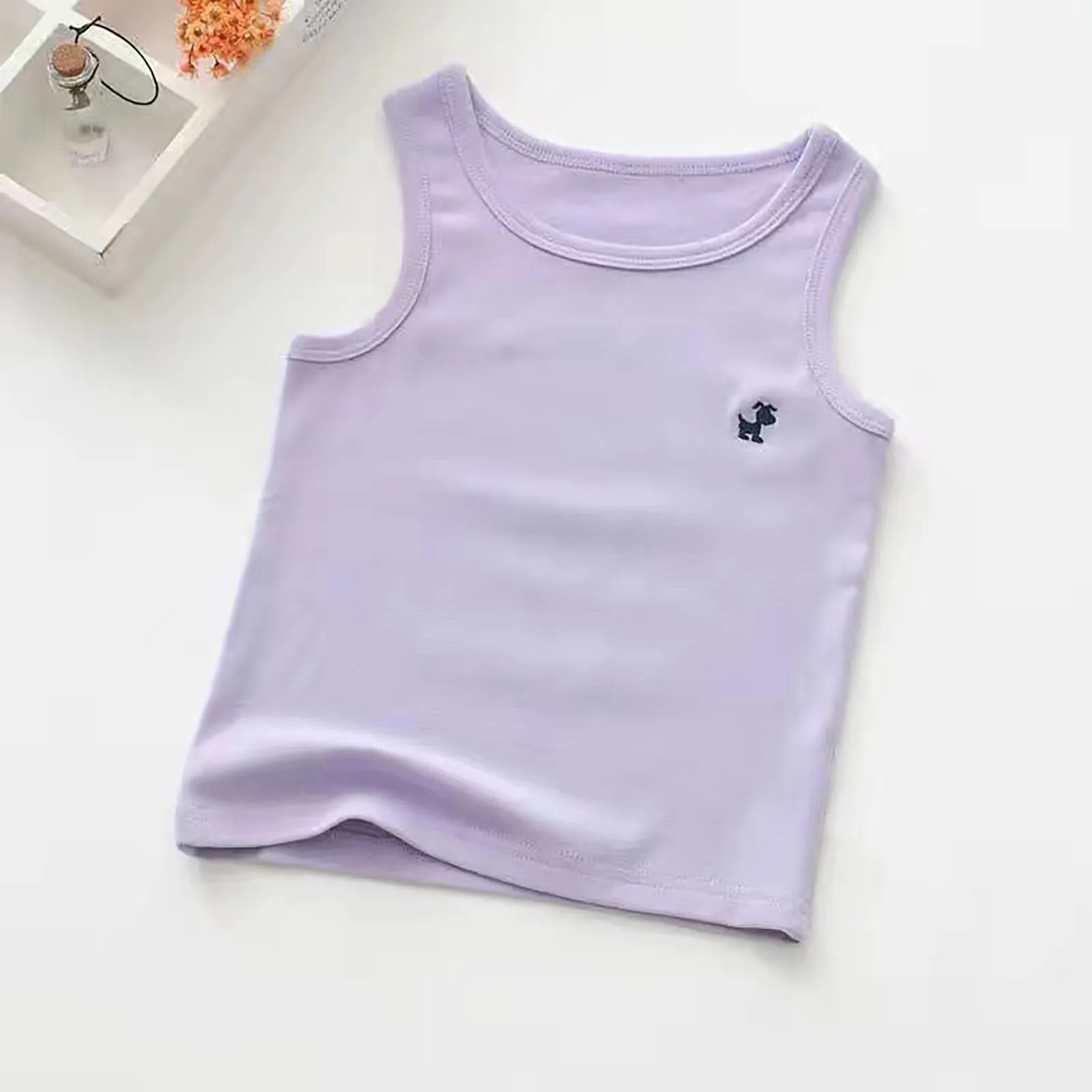 Unisex Toddler Solid Tank Tops Thinly Children's Cotton Casual Tank Tops for Holiday Vacation Christmas SEC88