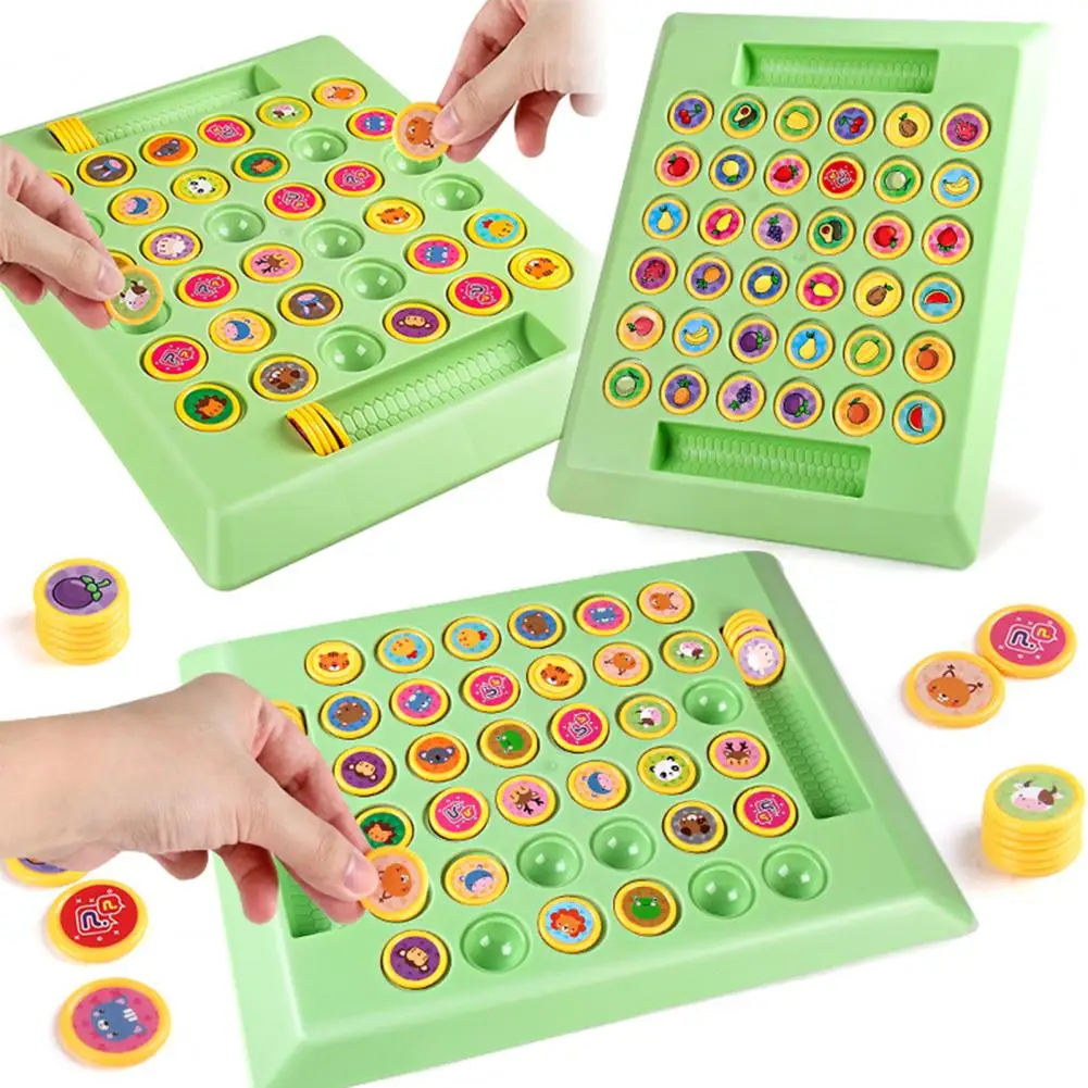 Memory Flip Chess Toy Educational Memory Challenge Toy for Toddlers Fruit Chess Matching Board Game for Focus Training 2 Players