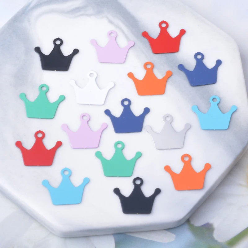 30 Stück AC15259 Messing-Schmuck-Kronen-Anhänger Bunte Blumen-Anhänger DIY Damen Ohrring Halskette Zubehör – Detail 3