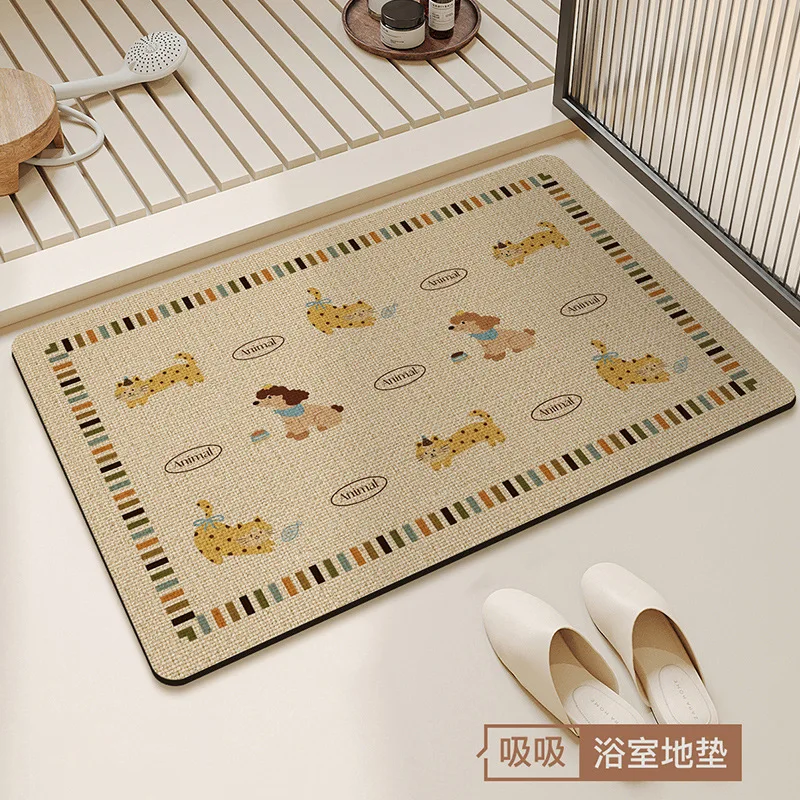 Diatom Mud Floor Mat Customized Bathroom Absorbent Advanced Sense Scrubable Leave-in Stain-resistant Marble Toilet Door
