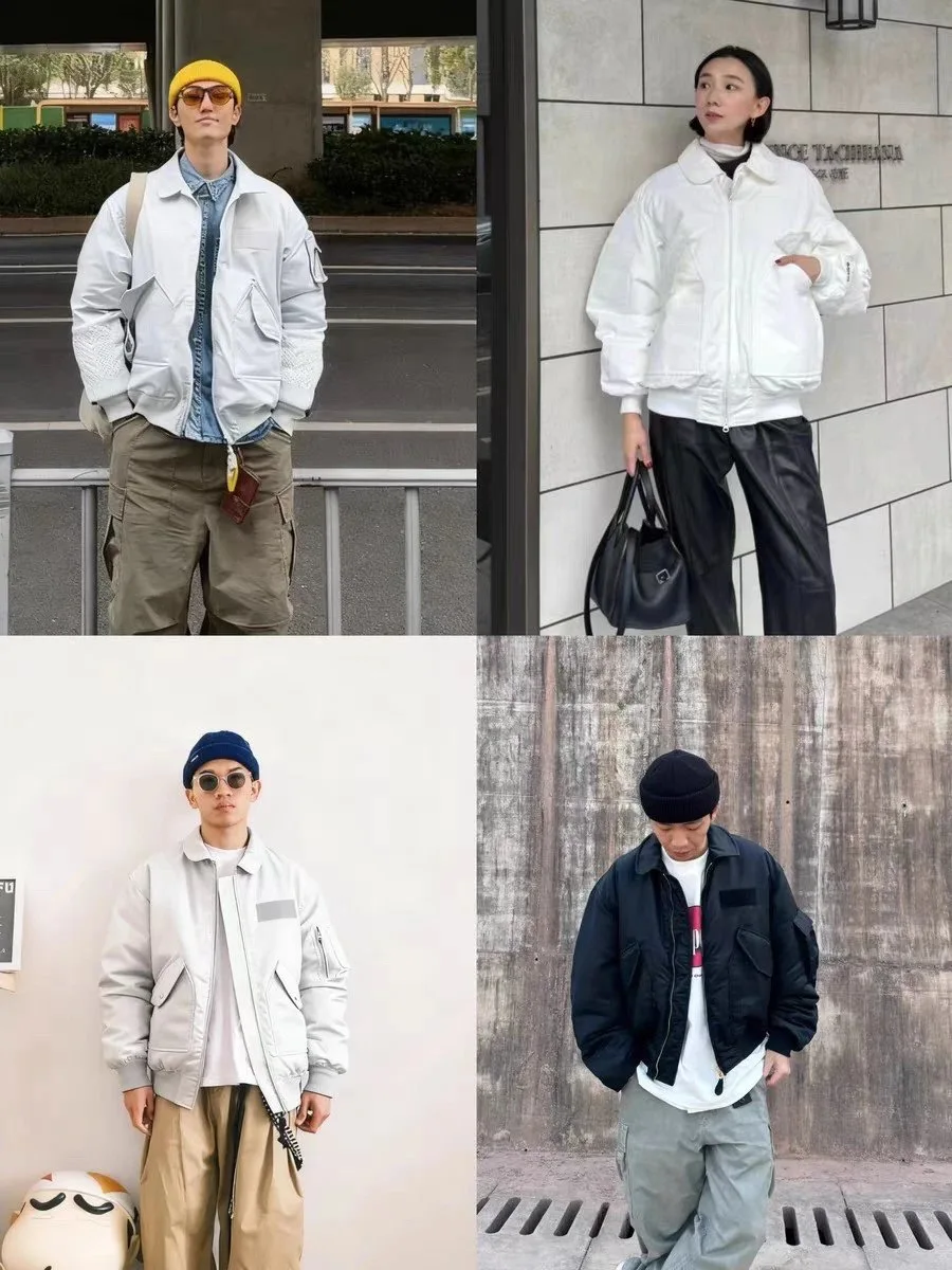 

FpPEv MA1 Flight Jacket Duck down Padded Coat Unisex Warm Versatile City Casual Style Thickened White Duck Feather Vest