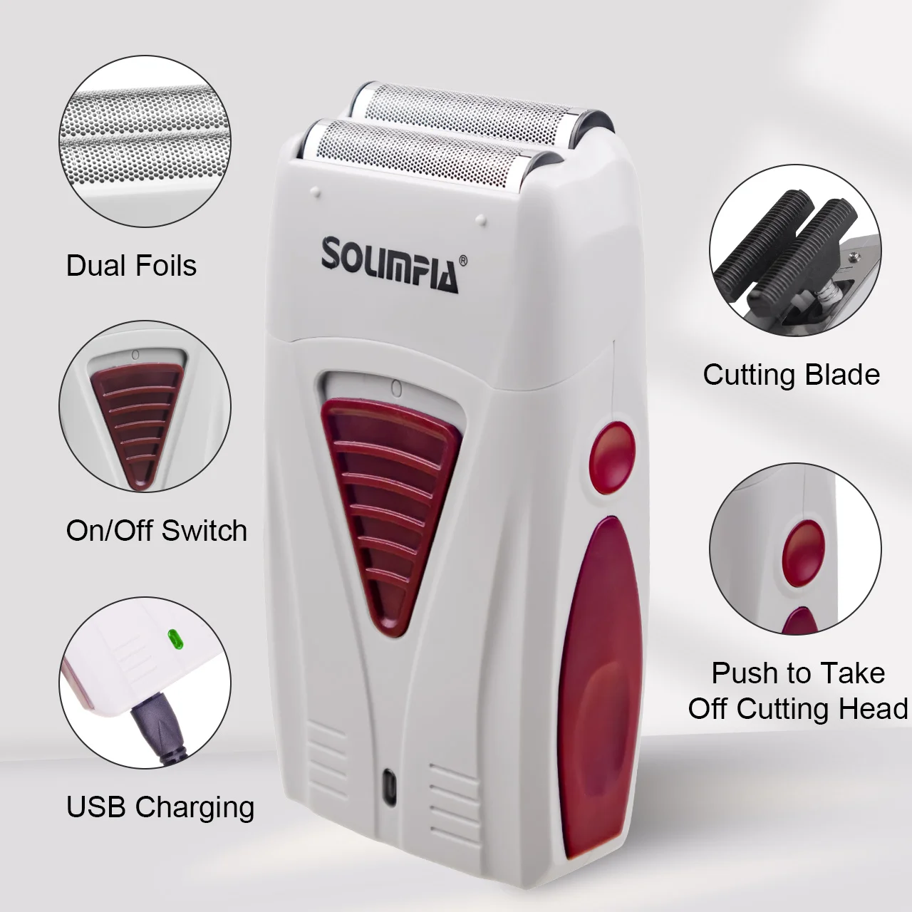 Solimpia USB Charging Electric Shaver for Men Home Use Reciprocating Whitening Beard Shaver Machine