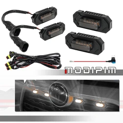 4PCS Smoked Lens Amber / Red / White LED Car Front Grille Marker Light with Wiring Harness Assemblies For 2019-up Toyota RAV4
