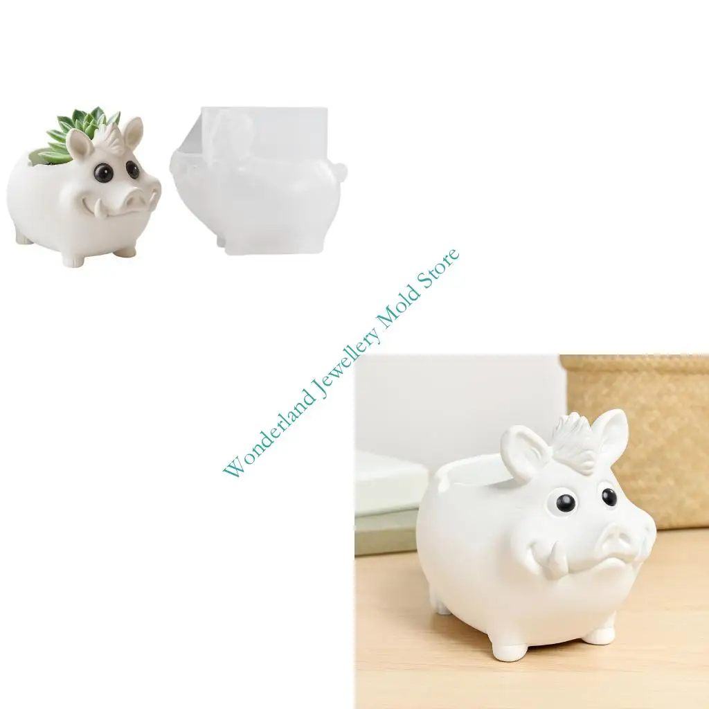 

H7EB Easy Releasing Wild Boar Mold Detailed Design for Resin Crafting Jewelry Making and Decorative Succulents Planter
