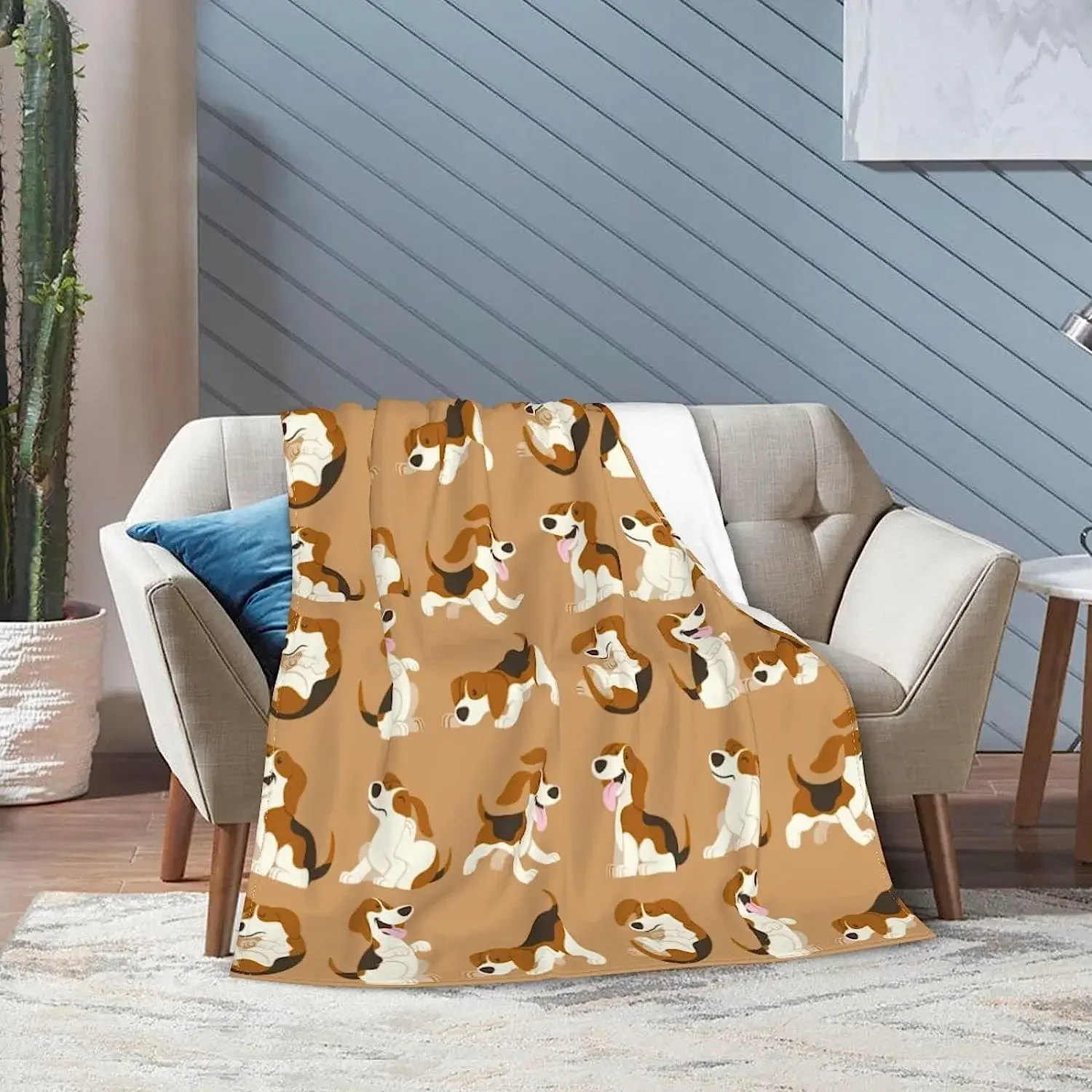 Beagle Dog Cartoon Flannel Fleece Bed Blanket Throw Blanket Lightweight Cozy Plush Blanket for Bedroom Living Rooms Sofa