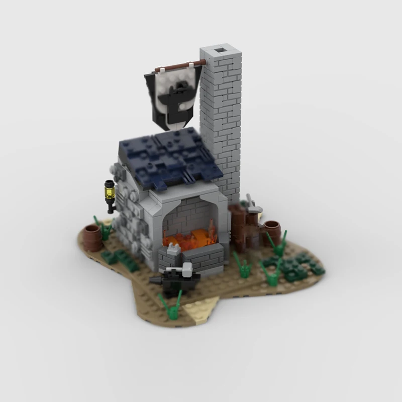 シティストリートビューモデル MOC ビルディングレンガ中世鍛冶屋ショップモジュラー技術ギフトホリデー組み立てる子供のおもちゃのスーツ