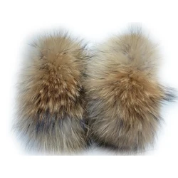 Women's Real Raccoon Fur Sleeves Cuffs Winter Warm Natural Brown Handmade