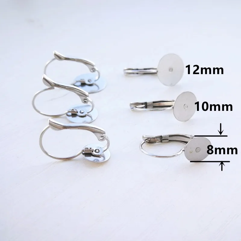 10 Stück Edelstahl-Ohrringhaken DIY Schmuckrohlinge 6 8 10 12mm passend für Ohrring-Cabochon-Fassungen Schmuckzubehör – Detail 2