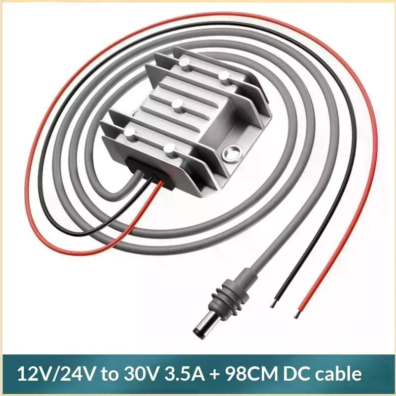 Mini Step Up Power Cable 12V/24V to 30V 3.5A Heat Resistant DC Converter for RV Camping Electronic Accessories