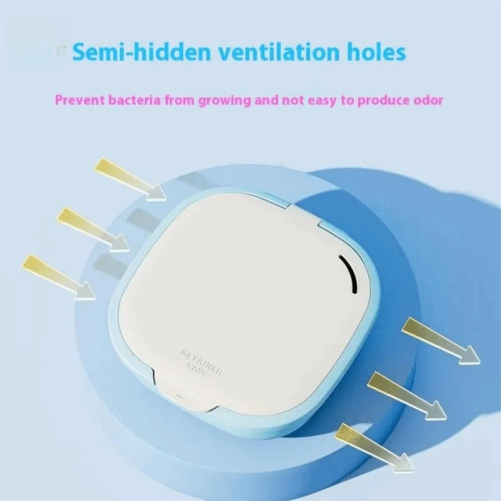 With Mirror Retainer Case with Drain Basket Breathable Dental Denture Organizer Multifunctional Protective False Teeth Holder