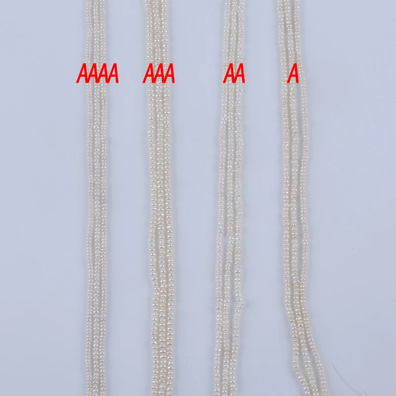 5strands 3-3.5mm AAAA AAA AA A White Natural Loose Beads Real Freshwater Button Pearl Strand