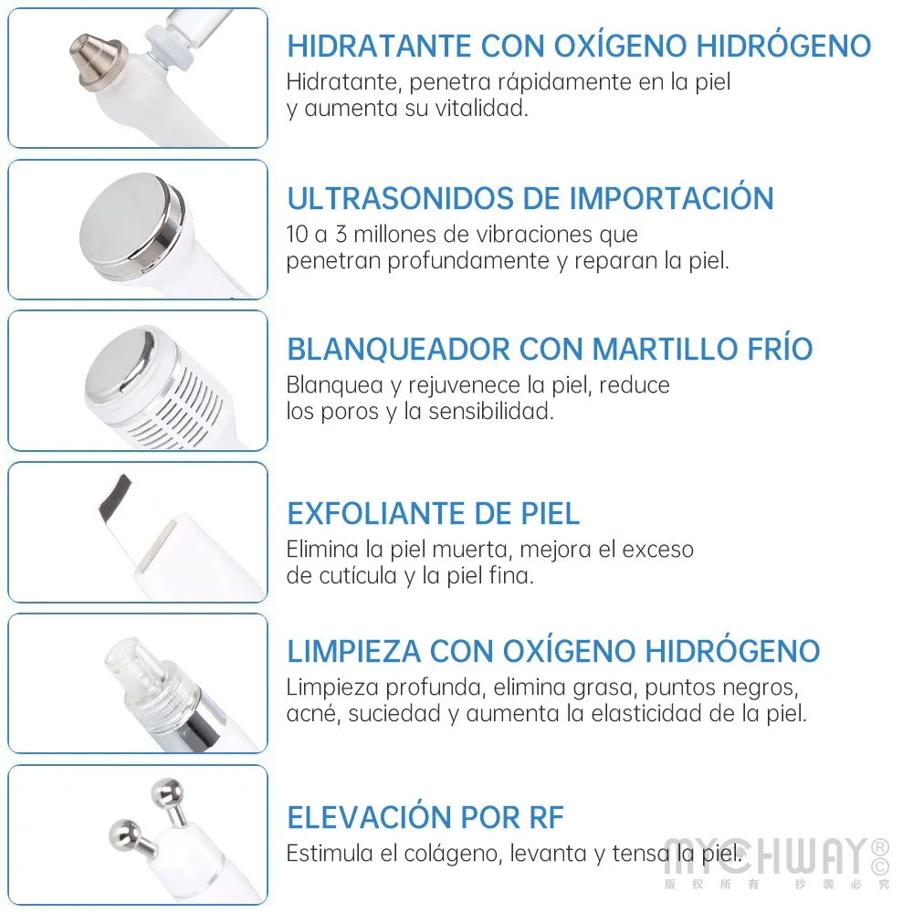 Máquina de hidro dermoabrasão 6 em 1, lifting facial, limpeza profunda, peeling aquático, rejuvenescimento da pele, cuidados com a pele, dispositivo spa