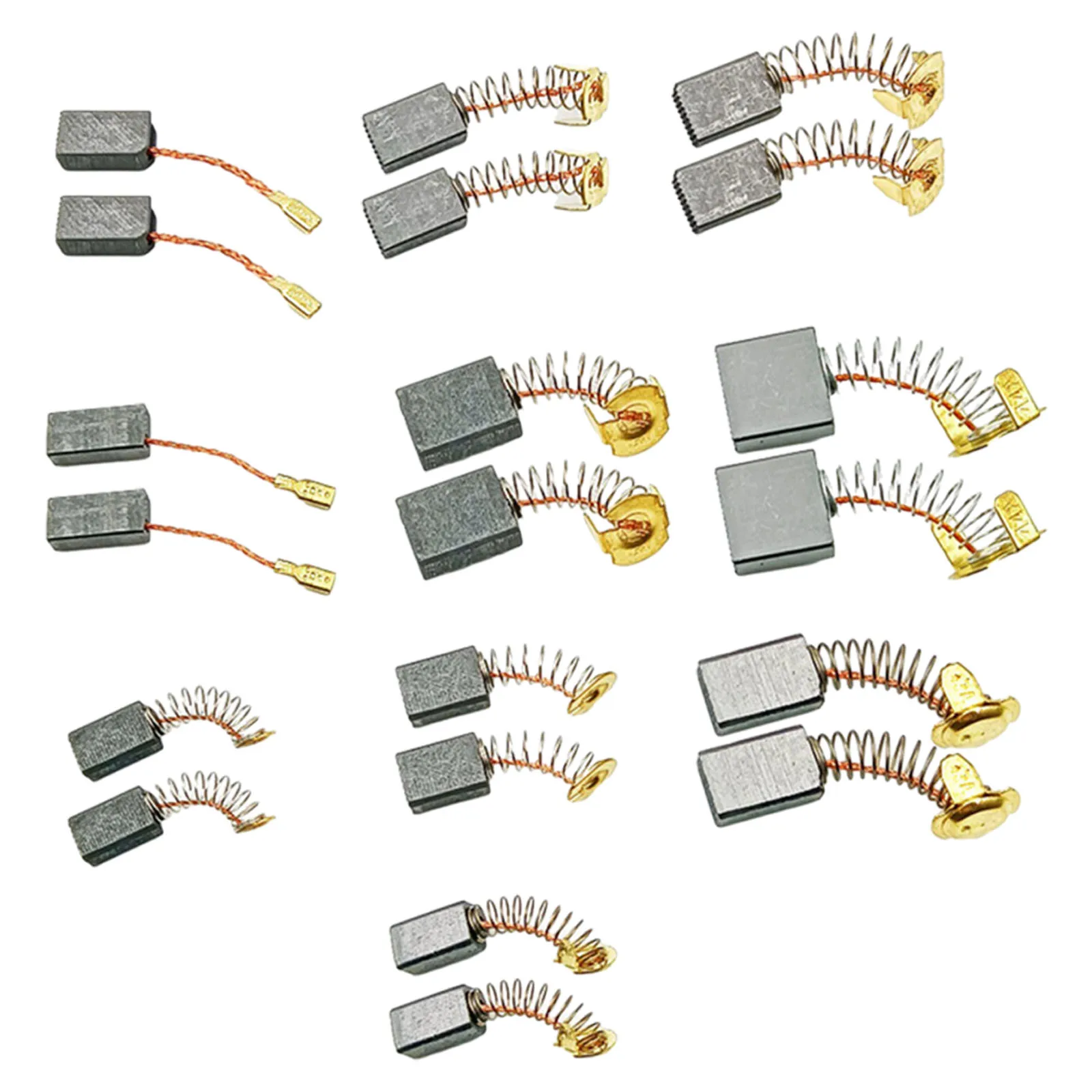 Escovas de carbono para rebarbadoras, martelo elétrico, substituição da escova do motor, serras circulares, acessórios para ferramentas elétricas, 10 tamanhos, 20pcs