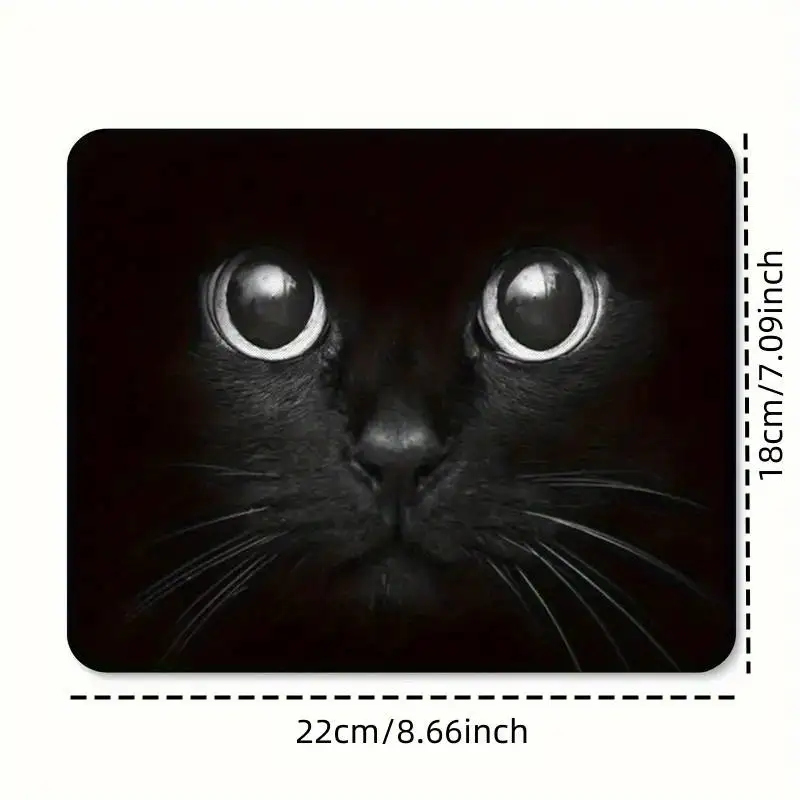 1 Piece of Black Cat Abstract Art Mouse Pad, Small Size Non-Slip Mat for Desktop