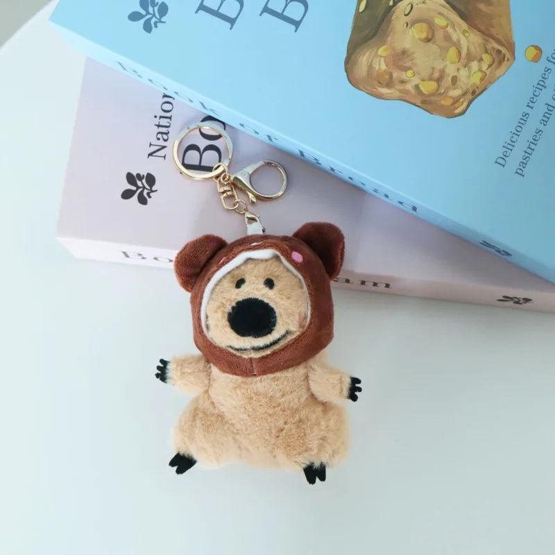 Nuovo simpatico orso peluche bambola ciondolo portachiavi cartone animato carino morbido campana pepe orso bambola coppia ciondolo decorazione regali