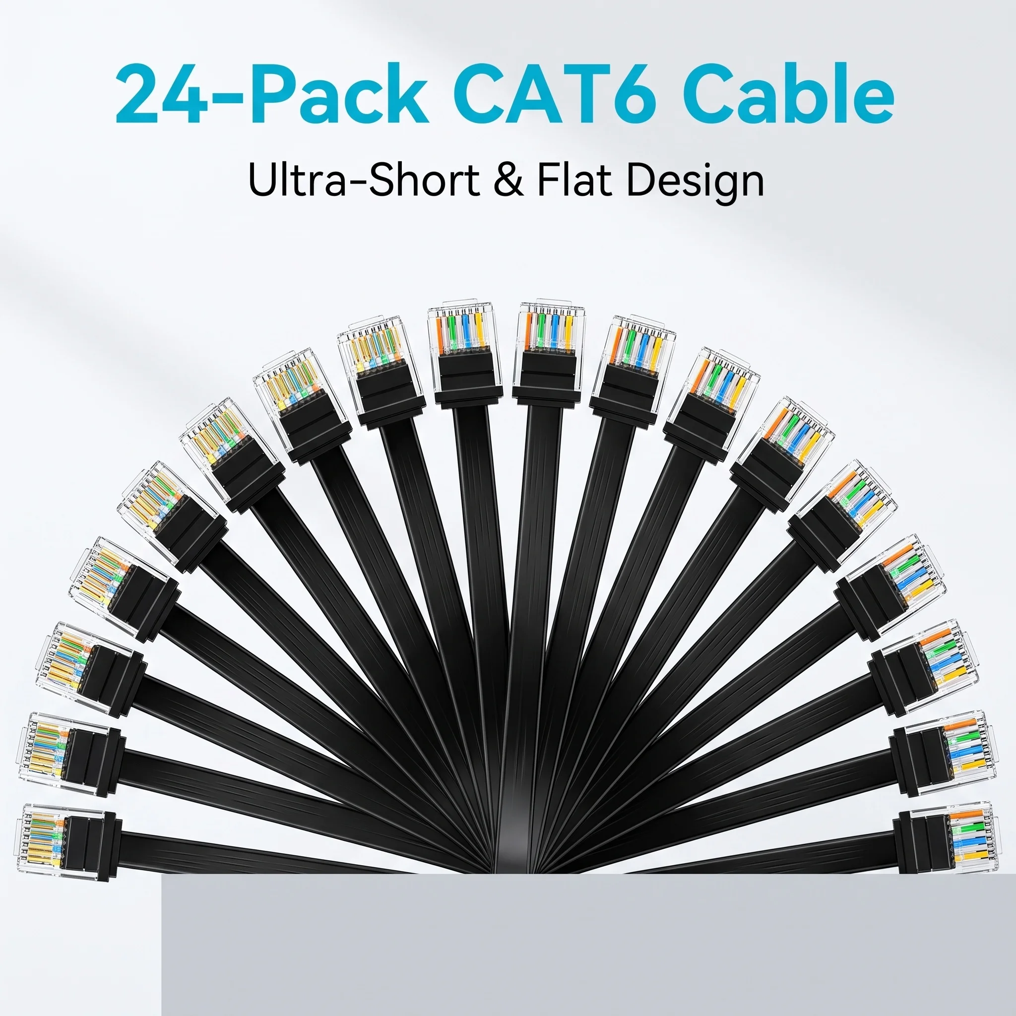 Power Over Ethernet - 24팩 CAT6 초단축 플랫 이더넷 케이블