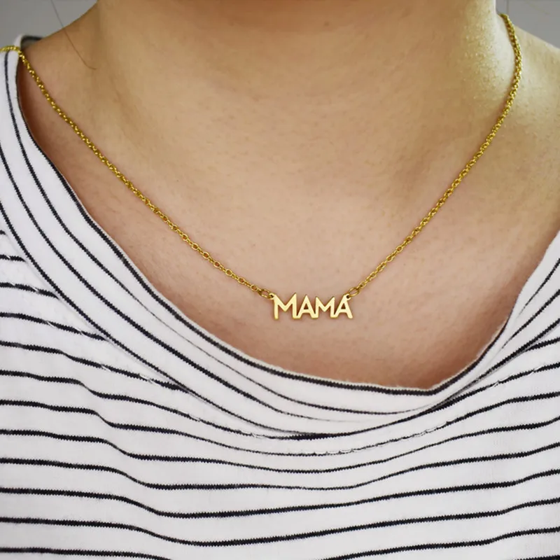 Mama necklace stainless steel necklaces for women mother day gift minimalist simple letter jewelrynew in 2025