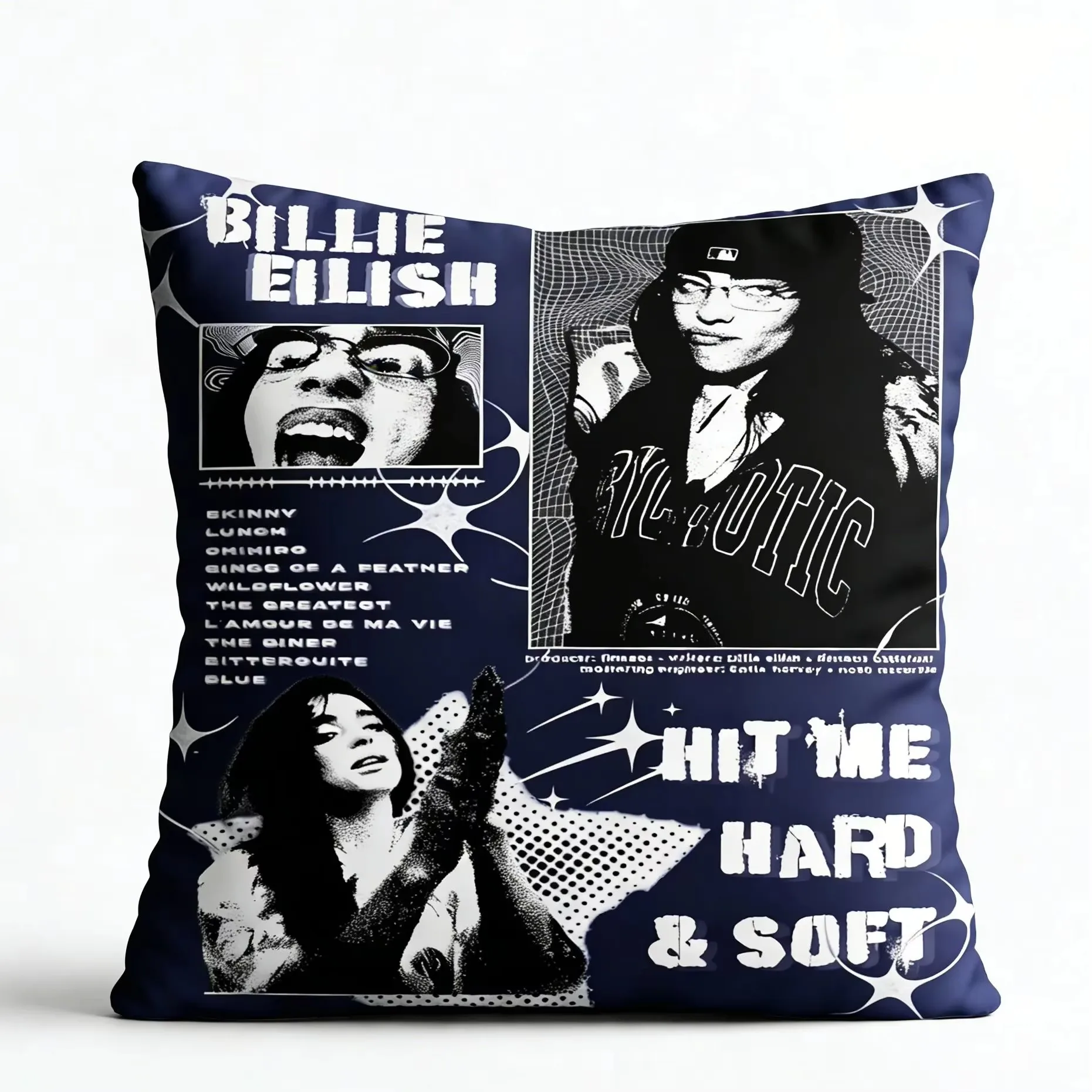 Billie Eilish HIT ME HARD & SOFT Double Sided Fan Merch Cushion Cover, Pillowcase for Music Lovers Sofa Bedroom Living Decor