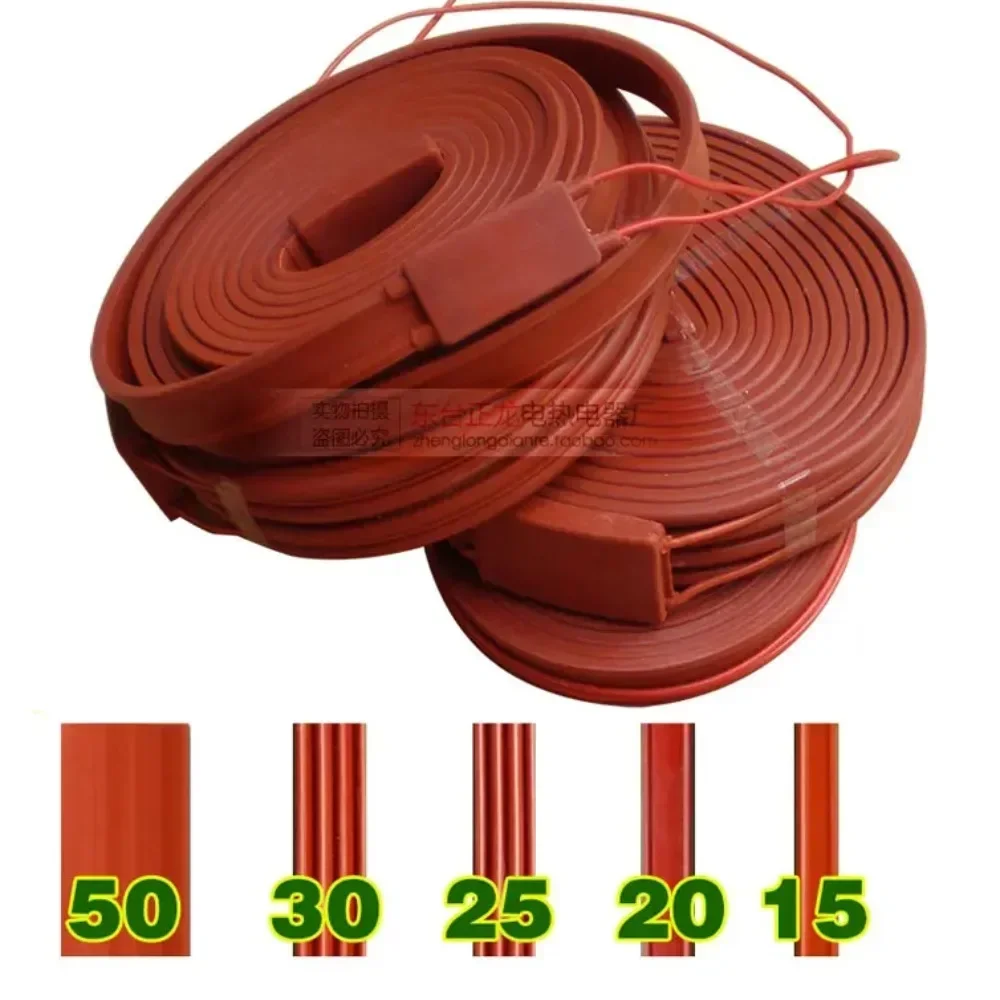 12V 24V 36V 48V 110V 220V 15 20 25 30 50 mm 1-20 Meters Waterproof Flexible Silicone Heater Strip Belt Freeze Protection