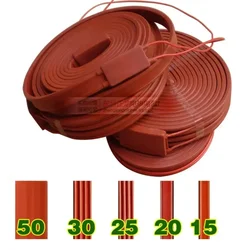 Bande chauffante en silicone flexible étanche, ceinture chauffante, protection contre le gel, 12V, 24V, 36V, 48V, 110V, 220V, 15mm, 20mm, 25mm, 30mm, 50mm, 1-20 m