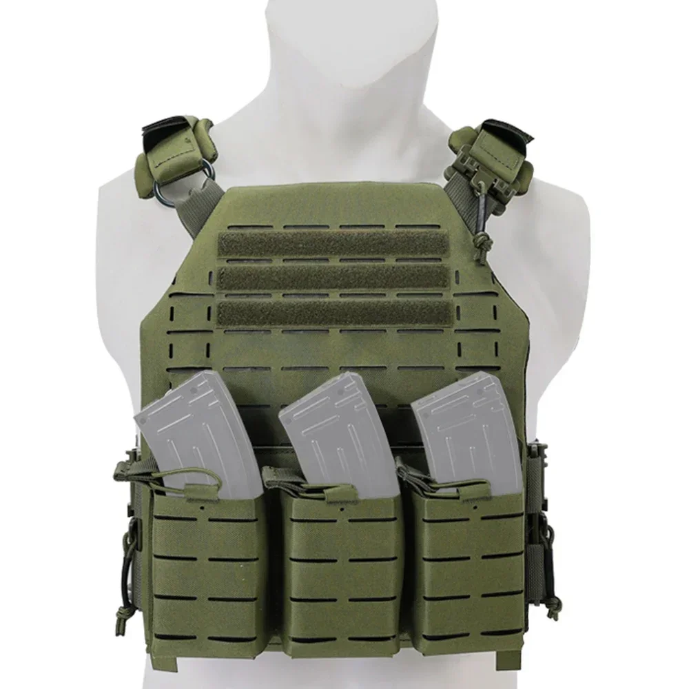 Tactical Plate Carrier Vest With Quick Release Security Chaleco Táctico Bandolier Laser Cut Vest MOLLE Triple Magazine Pouch