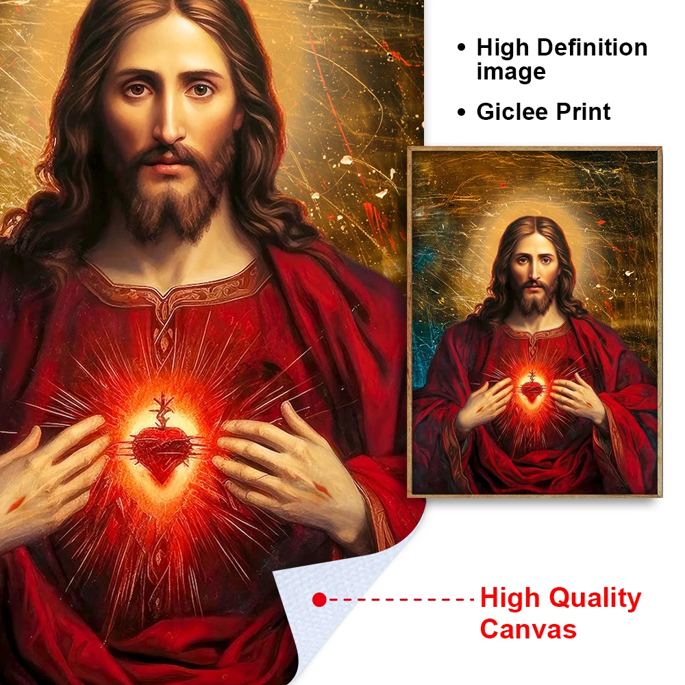 Holy Jesus Hanging Art Poster Figure Print Mary Church Christ Sacred Heart Religion Canvas Painting Christian Decor Wall Picture