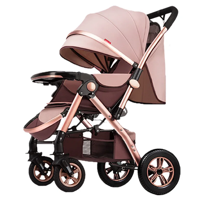 

Baby stroller High landscape can sit and lie lightweight folding four-wheeled rubber bidirectional large space baby stroller