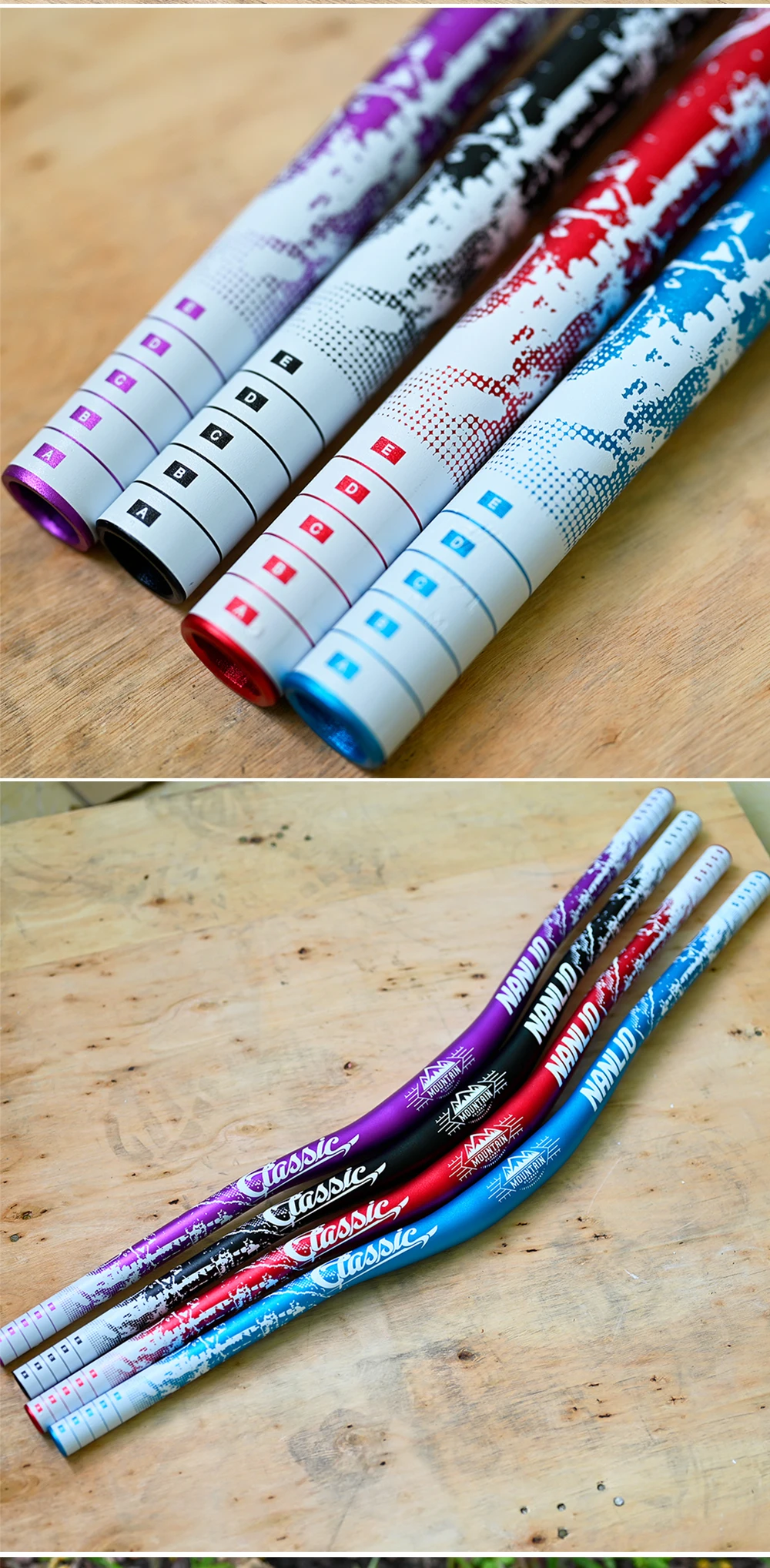 Nanlio Bunter 31,8 mm MTB-Riser-Lenker – 720/780 mm große Schwalbenstange, leichte Aluminiumlegierung für Mountainbikes und Rennräder – Detail 13