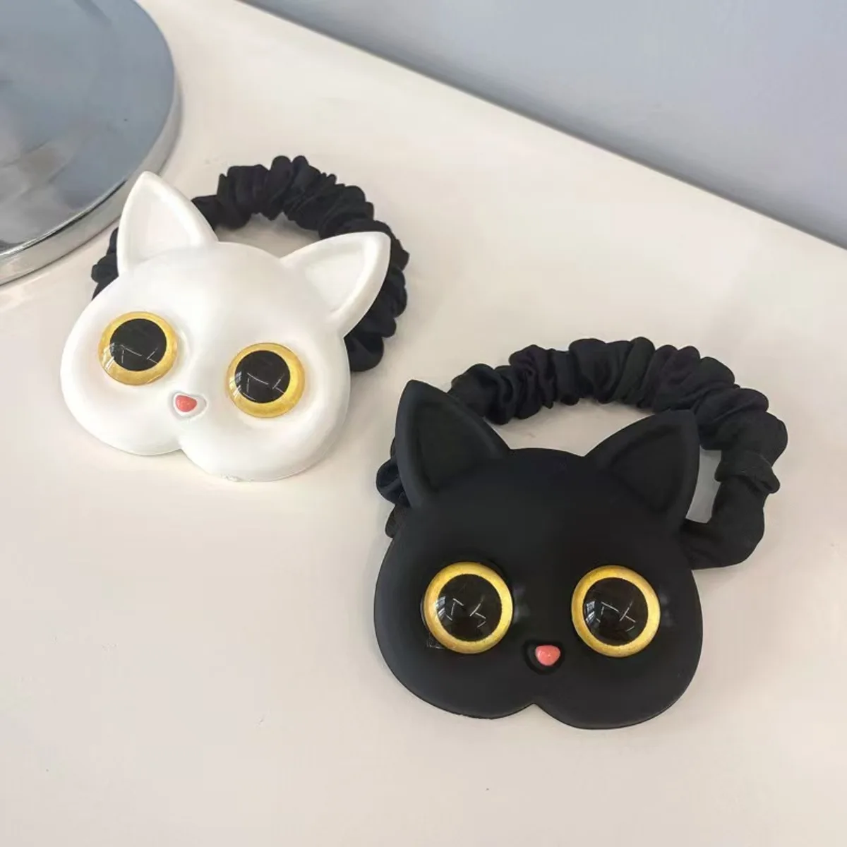 Cute Cartoon Cat Face Hairband Elastic Rabbit Cat Headband with Big Eyes for Women Children Girls Fashion Hair Accessories image 3