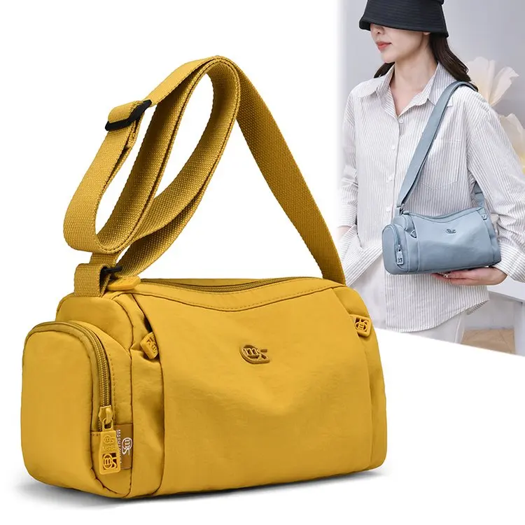 New 2026 Fashionable Versatile Small Crossbody Bag Women's Single Shoulder Nylon Cylinder Bag Casual Lightweight Handbag
