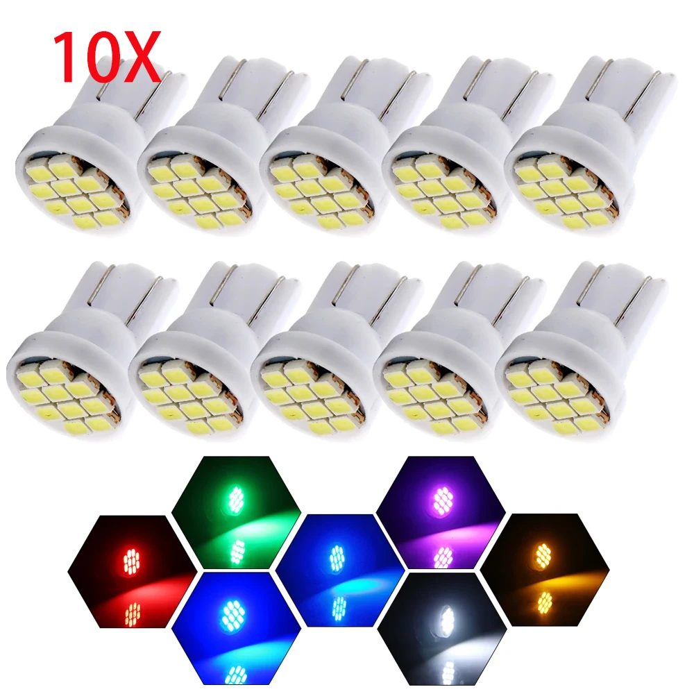 10PCS T10 W5W 1206 10SMD 12V Led Bulb for Arcade Pinball Machine Truck Car Motorcycles Light 1206 10 LED Car Accessories