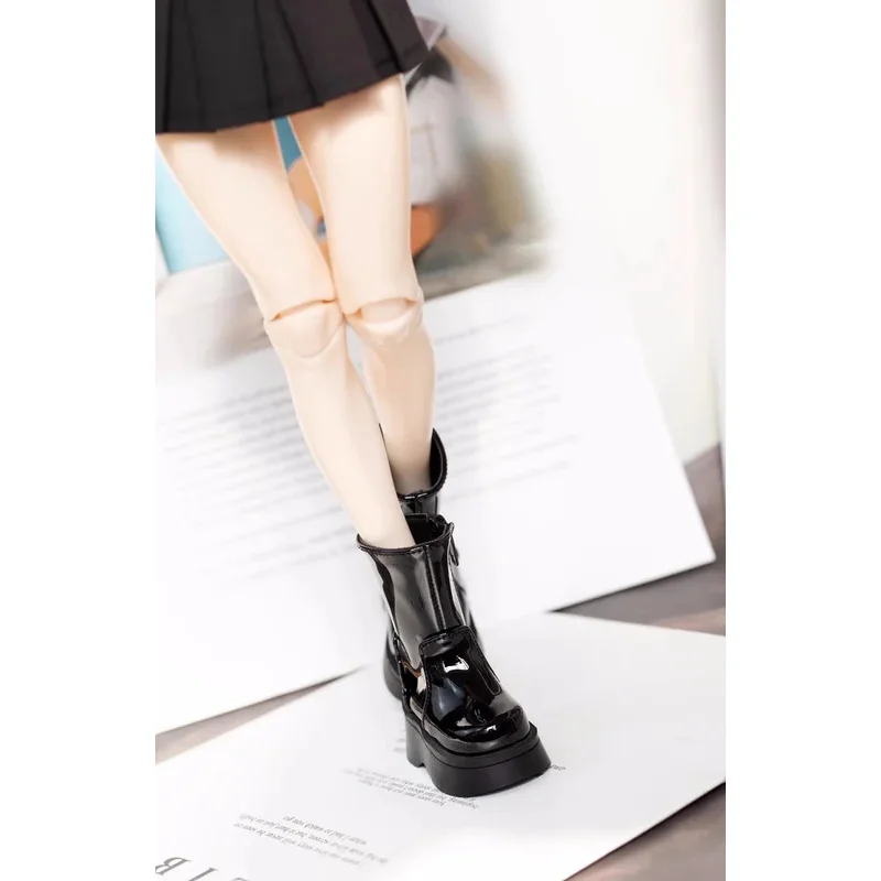 Chaussures de poupée BJD adaptées aux bottes à plateforme à talons hauts peintes noires de taille 1/4, chaussures épaisses, accessoires de poupée