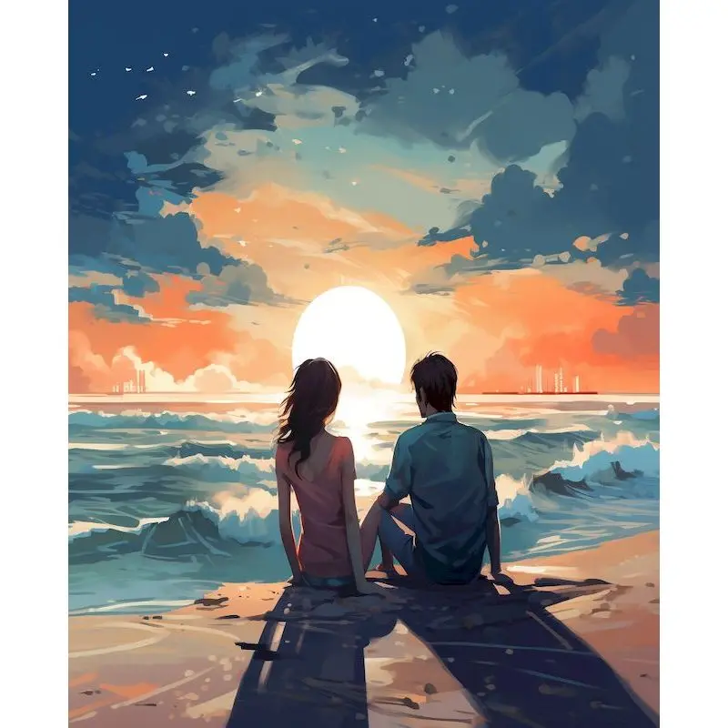 

Картина по номерам на заказ, пляжная пара, картина по номерам, пейзаж, поделки своими руками, домашний декор