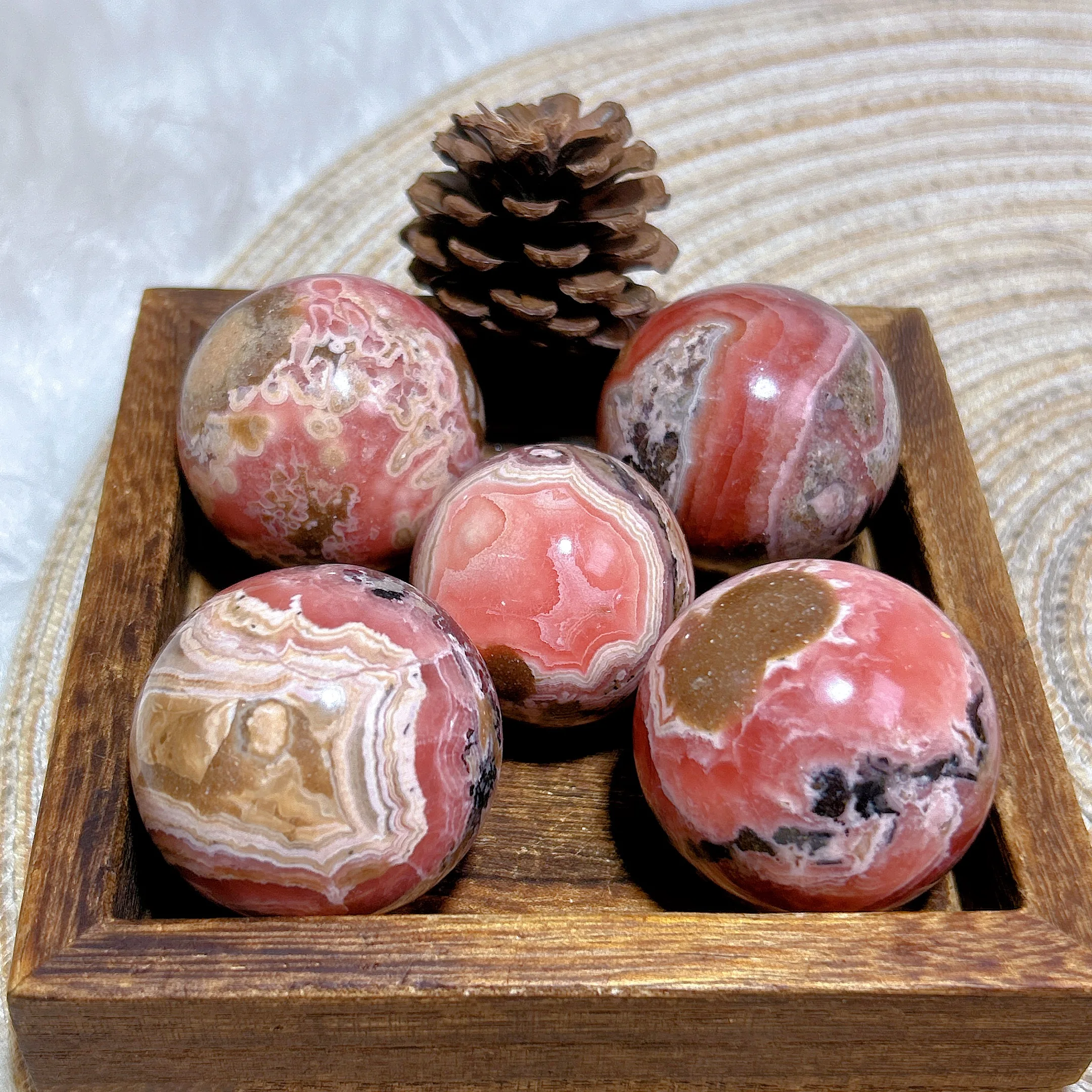 High Quality Natural Crystals Argentina Rhodochrosite Druzy Sphere Healing Gemstones Home Decorations Room Decor Jewelry Gift