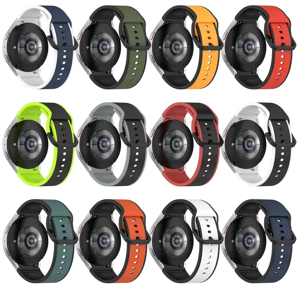 Silicone Strap for Samsung Galaxy Watch 7 6 5 4 40mm 44mm 5Pro 45mm Sports two-tone Bracelet Wristband Watch 6 Classic 47mm 43mm