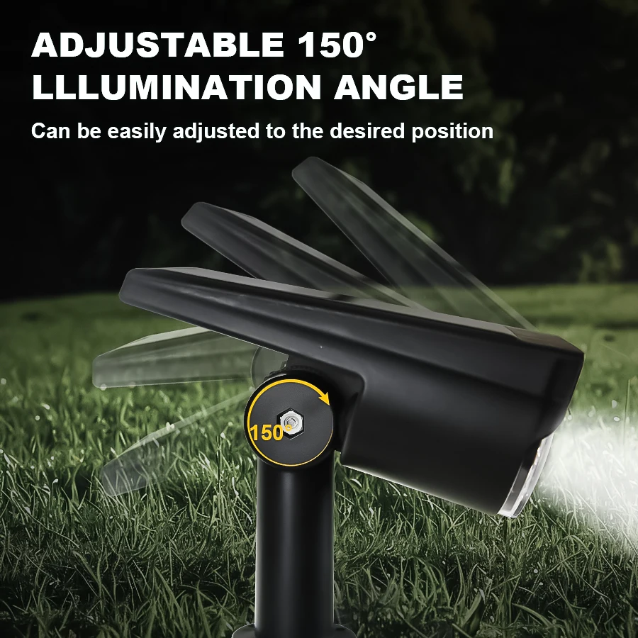 كشافات شمسية خارجية قابلة للتعديل ، مقاومة للماء IP65 ، سطوع ، حديقة ، فناء خلفي ، ممر ، فناء ، ديكور قانون ، 2 مصباح