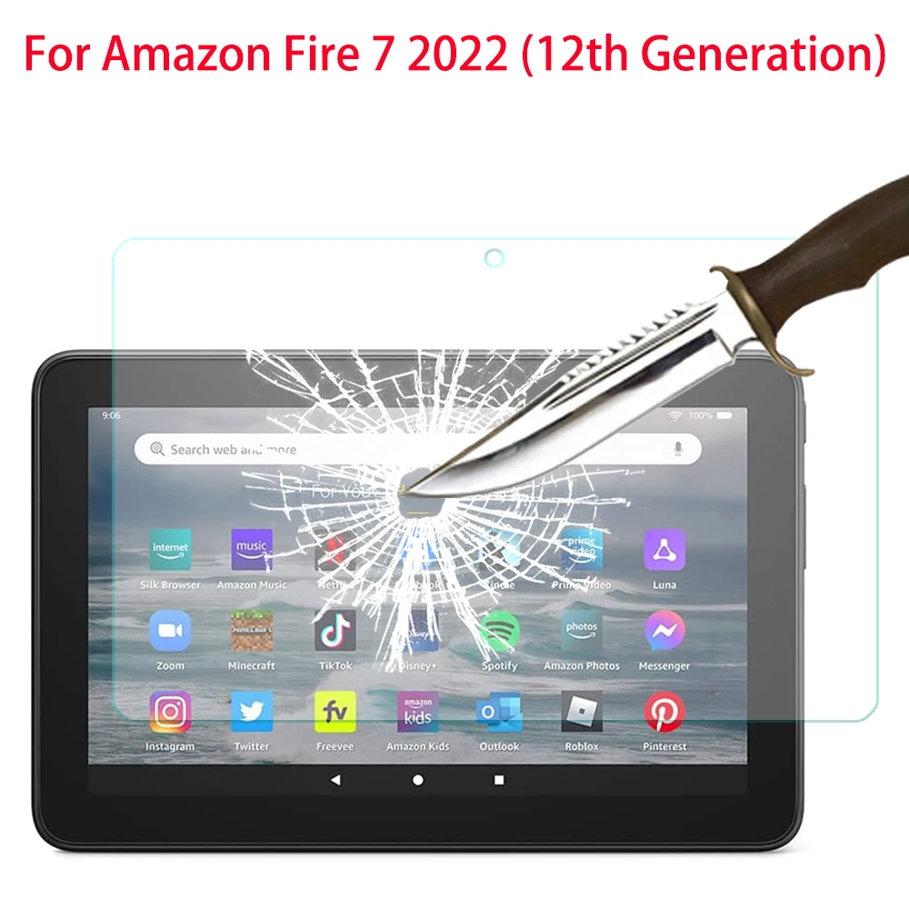 

9H Tempered Glass Screen Protector For Amazon Kindle Fire 7 2022 12th Generation 7 inch Protective Film For All-New Fire 7 2022