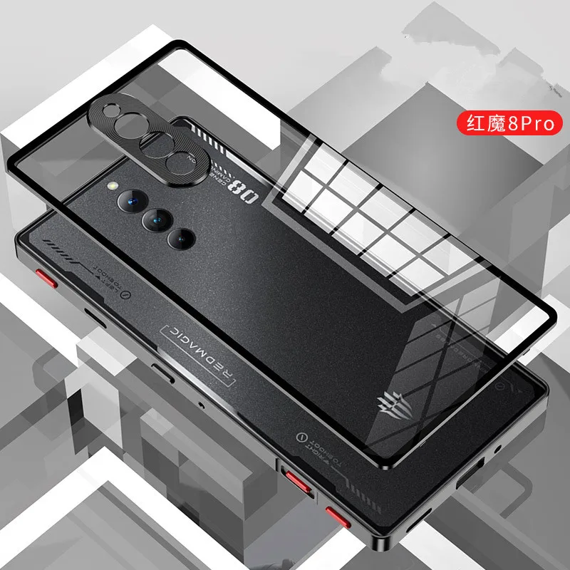 Metal Bumper Glass Back Cover Magnetic Phone Case For Nubia Red Magic 8s Pro case Aluminium magnet covers For red magic 8s pro+