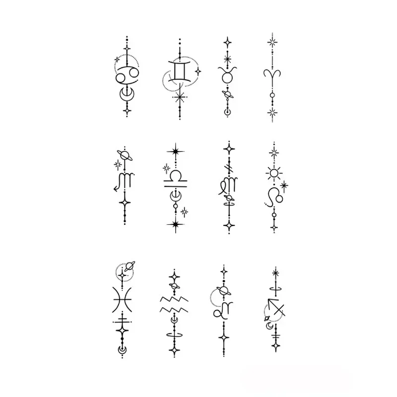 Black Alphabet Tattoo Sticker English Letter Numerals Waterproof Temporary Body Art Fake Flash Tattoo for Man Woman Kids
