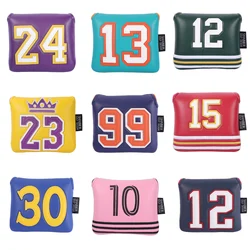 Premium PU Leather Sports Jersey Style Applique Number Embroidery Golf Club Headcover Square Large Mallet Putter Cover