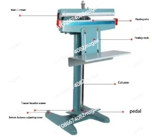 Zgrzewarka nożna do folii aluminiowej i worków plastikowych, 220V, szerokość 8mm, długość 450mm