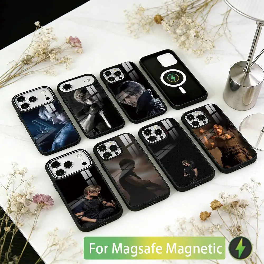 Game Resident Evil Requiem Leon Phone Case For iPhone17,16,15,14,13,12,11 Plus,Pro Magnetic with Magsafe Wireless Charging