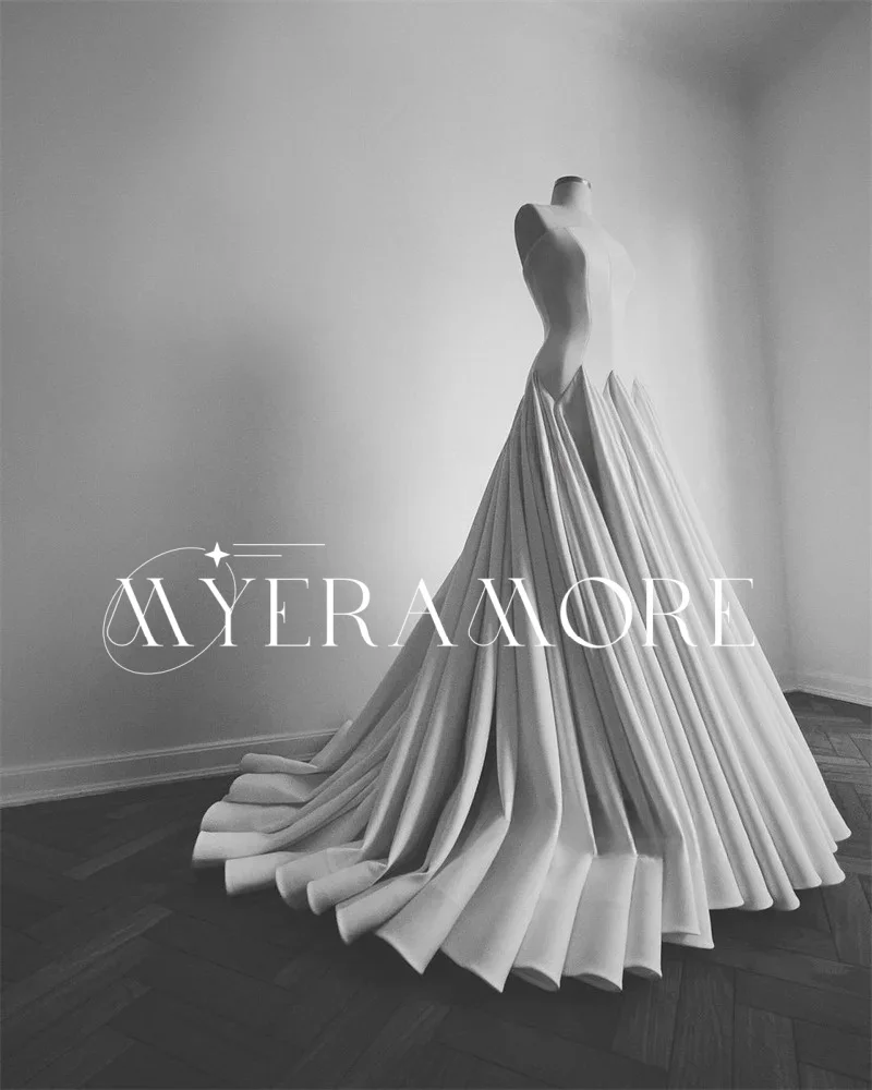 エレガントなストラップレスサテンのウェディングドレス Aラインスイープトレイン花嫁ドレスフロアレングスパーティードレスカスタマイズされたvestidos de novia