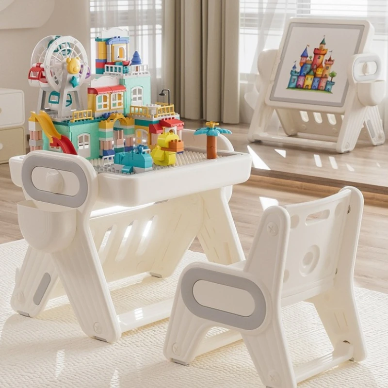 

Multi functional Space saving 2026 New Kids Building Block Table Large Particle Assembled Drawing Board Puzzle Toy for Baby 3-6