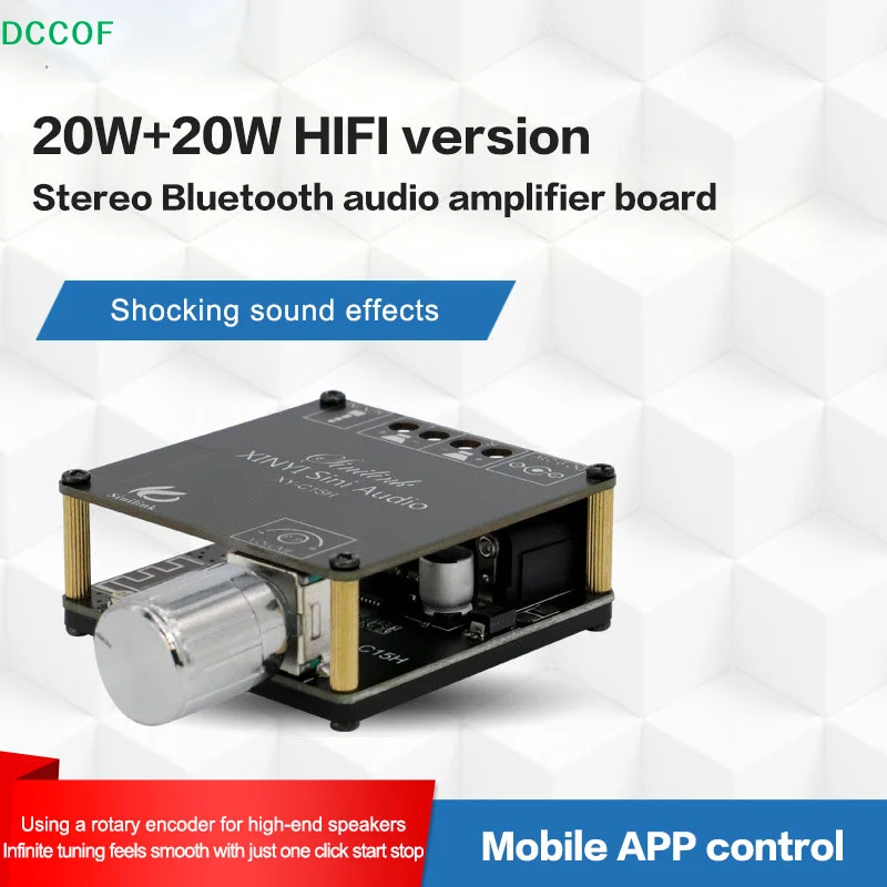 

2*20W Bluetooth 5.0 Power Amplifier Class D Audio 10W~100W HiFi Stereo Wireless Music Player Mini USB Sound Card App Digital AMP