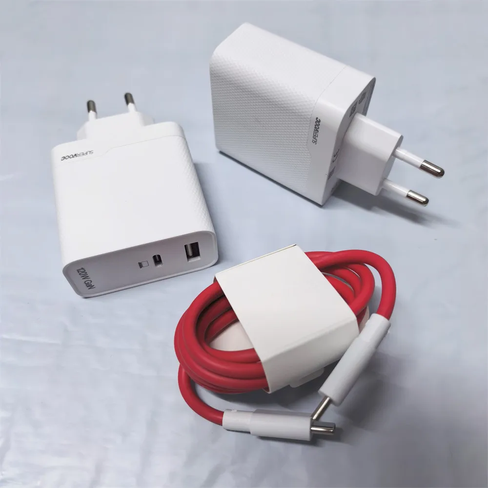 OnePlus 120W GaN EU Charger SuperVooc Dual Ports Fast Charge Power Adapter 12A PD Cable For One Plus 15 13 12 11 Ace 6 5 3 2 Pro